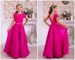 Элегантные кружевные платья с цветочным узором для девочек, шифоновые пышные платья для девочек, платья для первого причастия