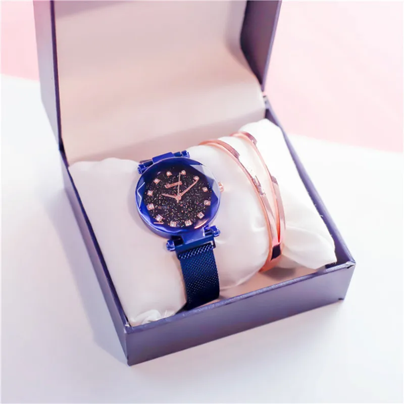 

ins Hot Luxury Brand Lady Crystal Quartz Watch Magnet Buckle Women Dress Watch Fashion Steel Mesh Belt Female Wristwatch New