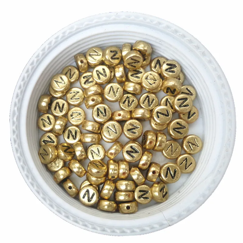 Wholesale Price 4*7mm 3600pcs Flat Round Name Bracelet Making Jewelry Alphabet Letter Beads,gold