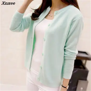 

Cardigan feminino 2018 spring round neck cardigan sweater women large size mercerized cotton solid color wild Slim Jacket ZY1147