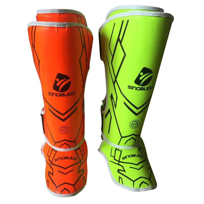 SINOBUDO Leg Protector Adult Muay Thai Kick Boxing MMA Boxing Shin Guards Kick Pad Karate Foot