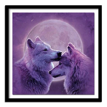 

diy square diamond handmade wolf cross stitch crystal round diamond sets unfinished decorative full diamond embroidery