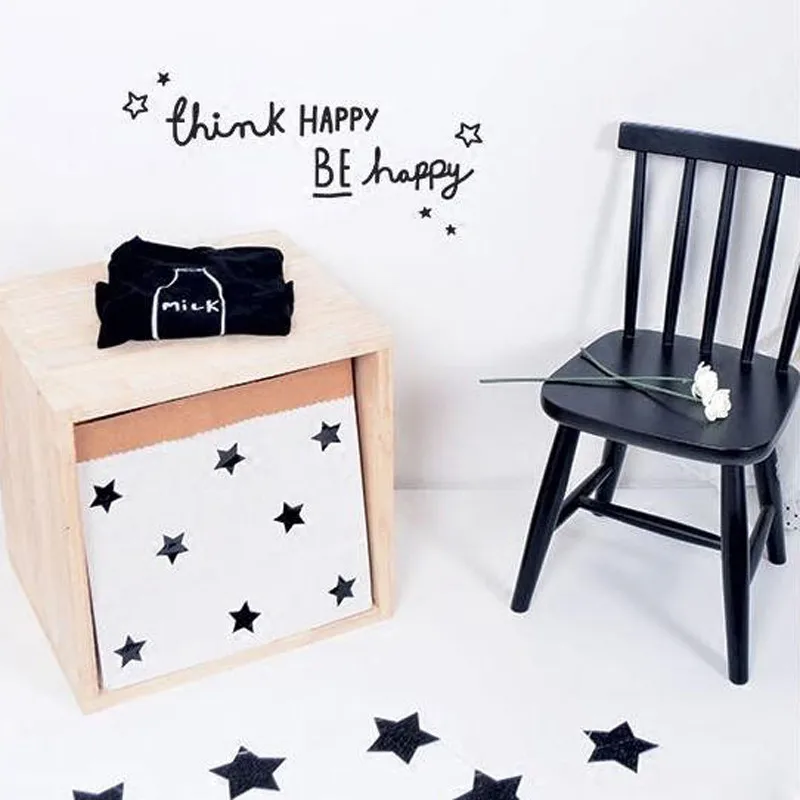 

"Think happy be happy" девиз пословиц DIY стикер на стену для детской комнаты гостиной спальни минимализм в скандинавском стиле наклейка на стену для дома