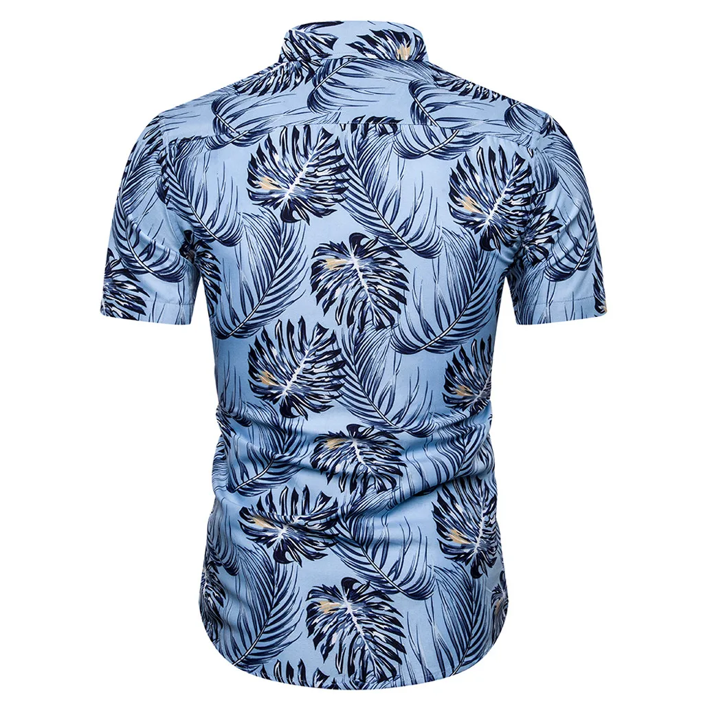 Летняя Гавайская Мужская рубашка, тонкая Свободная рубашка с коротким рукавом, Повседневная Блузка с отложным воротником, топы, уличная одежда, Camisa masculina