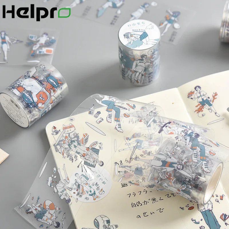 Helpro мультфильм васи лента плавающая девушка серии ручка DIY бумажная наклейка