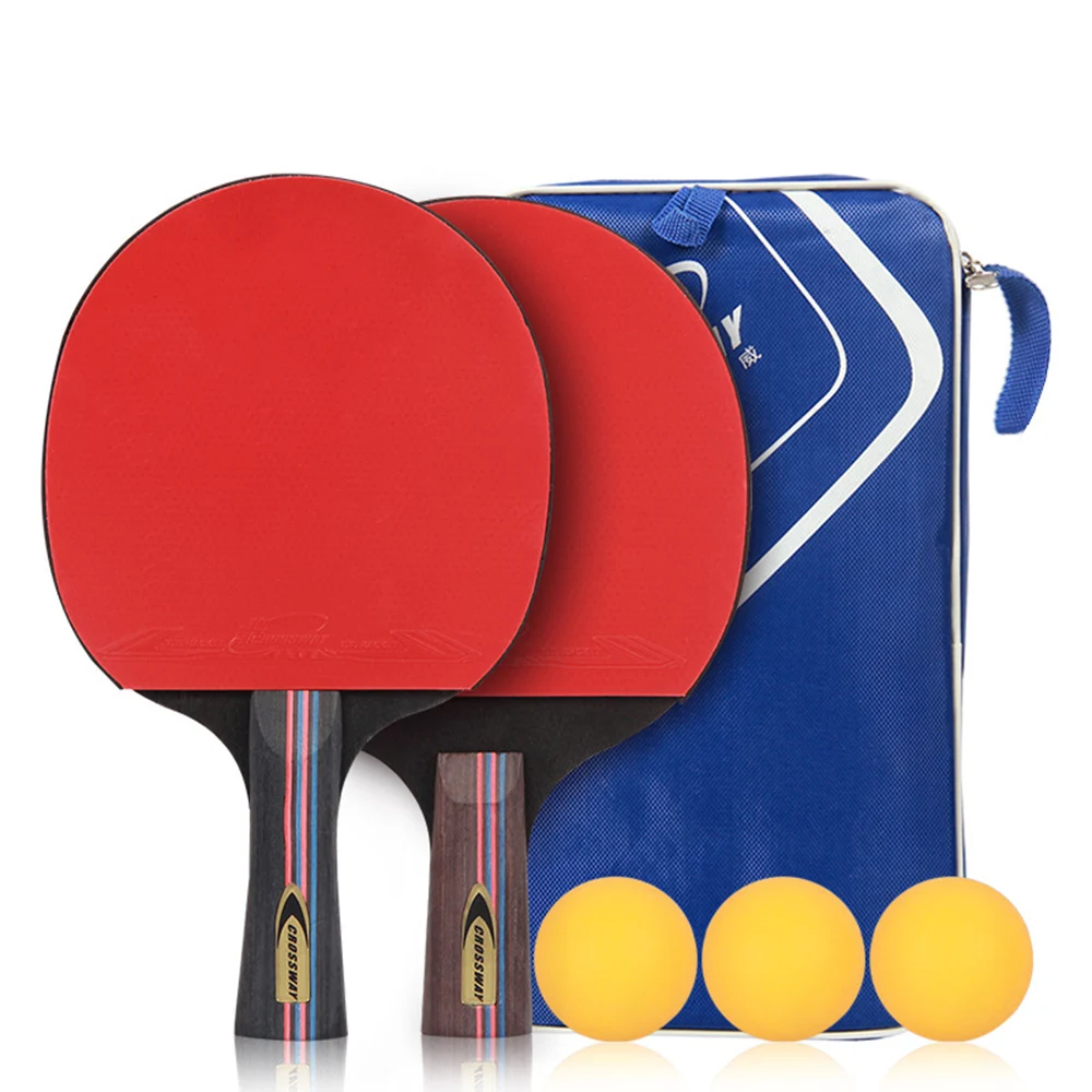 

1 Pair High Quality Rubber Table Tennis Rackets Elastic Double Face With Quick Attacked Ping Pong Rackets With 3 Balls Carry Bag
