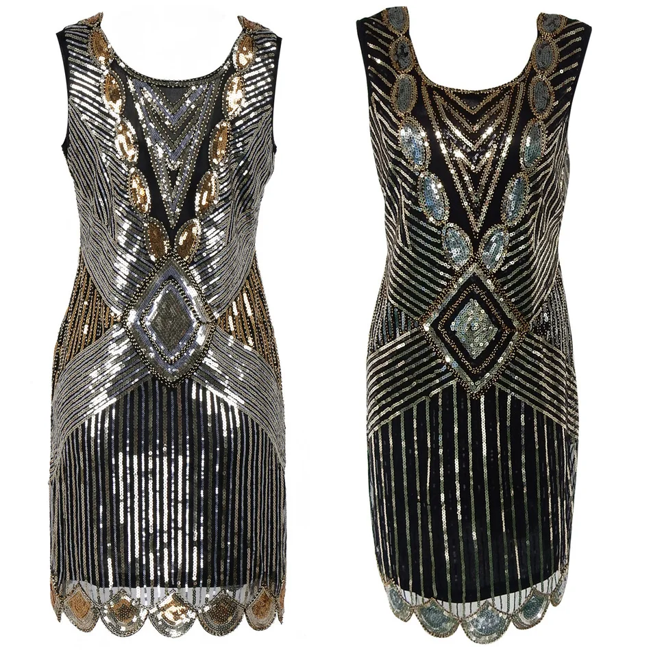 Buy Cheap Sequin Beading Vintage Flapper Dresses Roaring 1920s Gatsby Themed Party Dress Girl Loose Type Sleeveless Event Dress