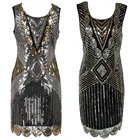 Save 5.05 on Sequin Beading Vintage Flapper Dresses Roaring 1920s Gatsby Themed Party Dress Girl Loose Type Sleeveless Event Dress