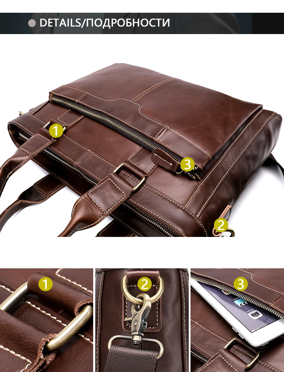 homens de couro genuíno negócios portátil bolsa
