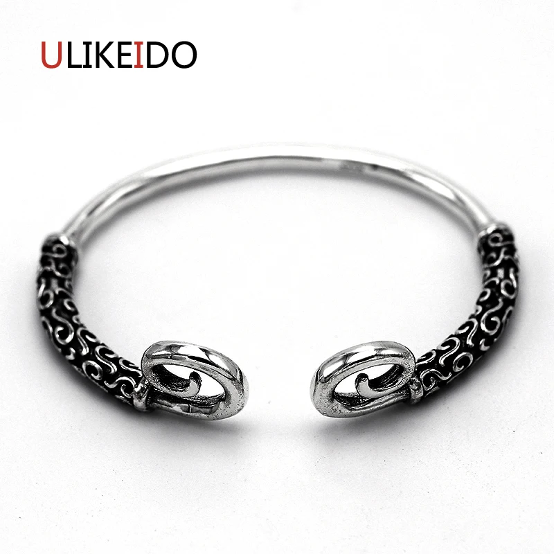 

Pure 925 Sterling Silver Bangle Sun Wukong Hoops Fashion Vintage Hand Chain For Men And Women Special Jewelry Charm 472