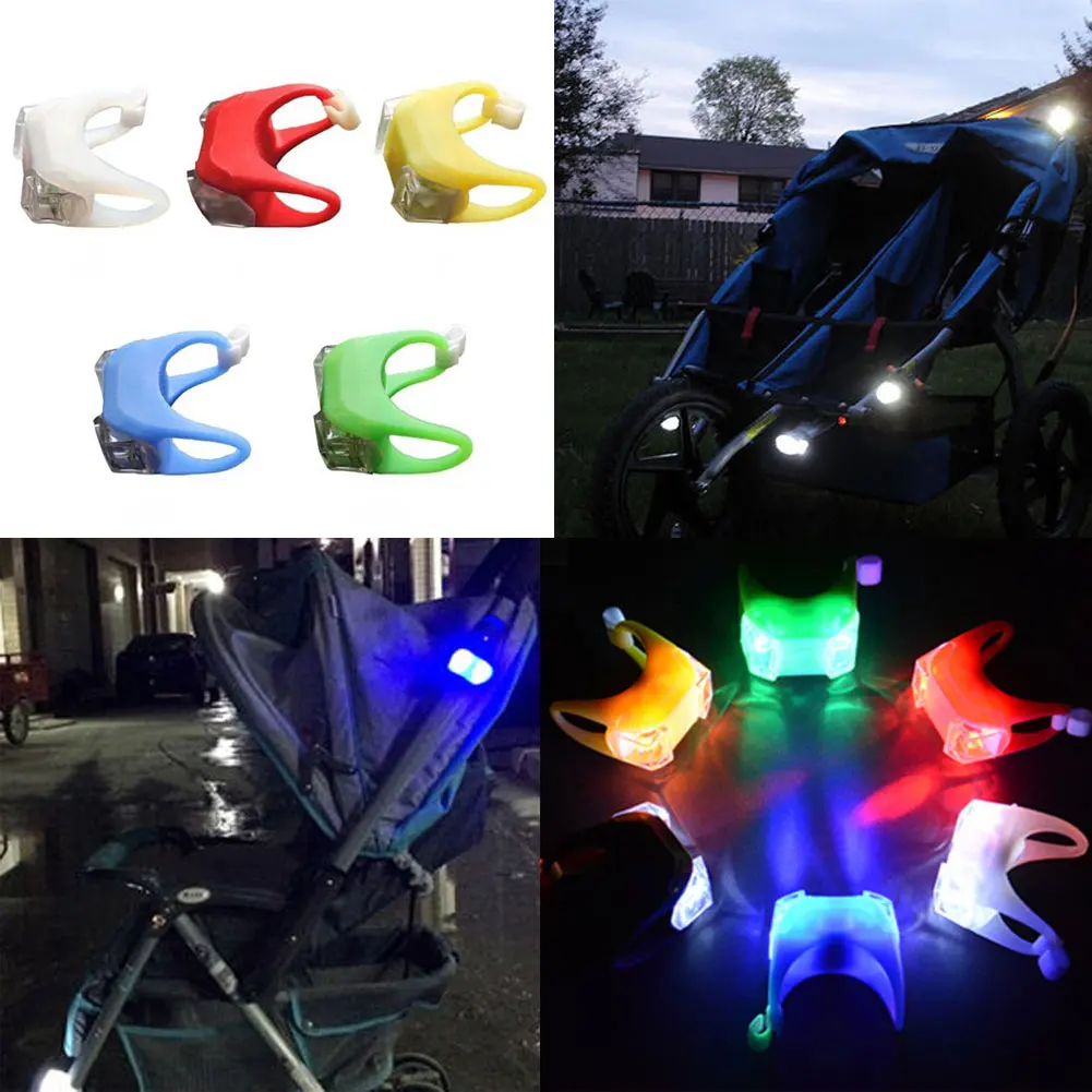 

1pcsED Silicone Baby Infant Stroller Hook Lamp Light-Up Outdoor Night In Dark Remind Safety Flashing Caution Headlight Taillight