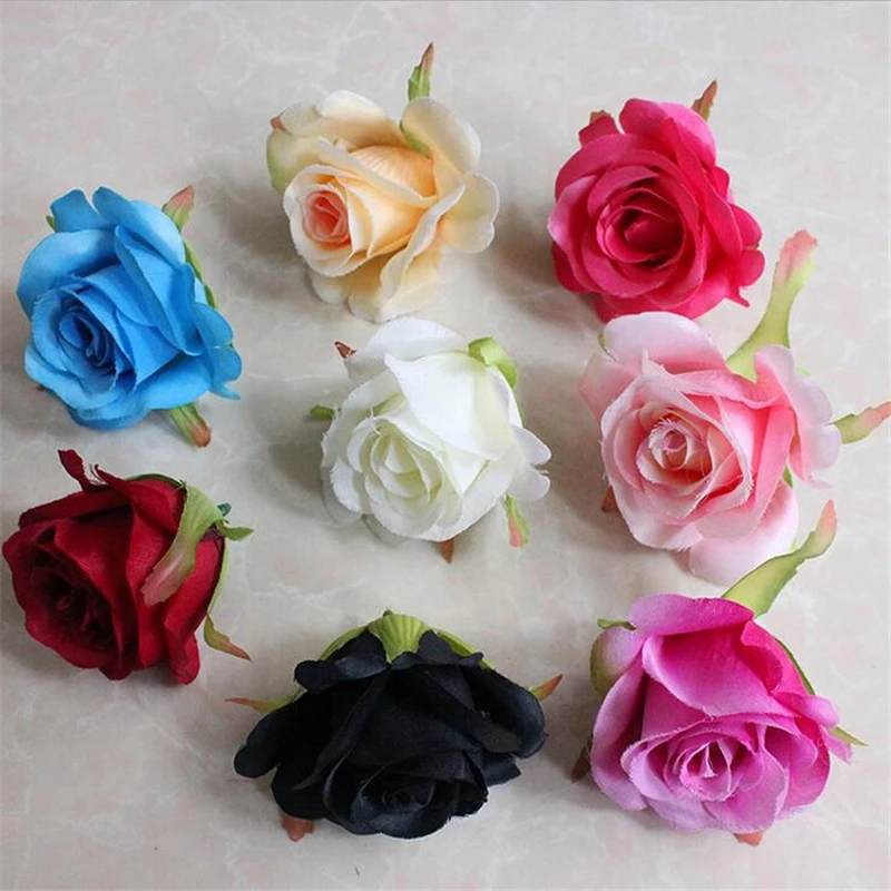 Buy 20Pcs Artificial Silk Flowers Mini Rose Heads For