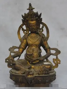 

Free shipping S02388 9" tibet buddhism bronze Yellow Jambhala mammon wealth god buddha mouse statue
