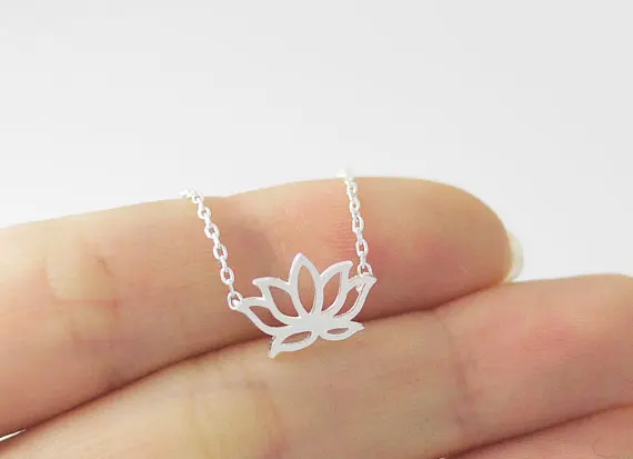 N007 Gold Silver Plant Lotus Necklace Tiny Lotus Flower Necklace Petal Bloom Blossom Necklace Jewelry for lady women