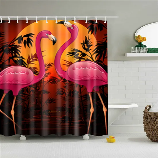 Тропические животные Фламинго занавеска для душа s ванная комната занавеска Frabic водонепроницаемый Mildewproof полиэстер занавеска для ванной с крючками - Цвет: 9