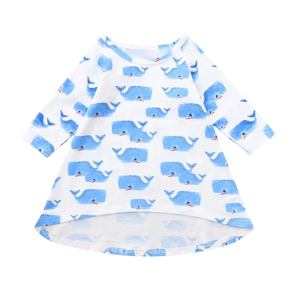 MUQGEW Baby Boys Girl Clothing Infant Newborn Toddler Baby Girls Cartoon Whale Print Dresses Outfits Clothing roupas infantis