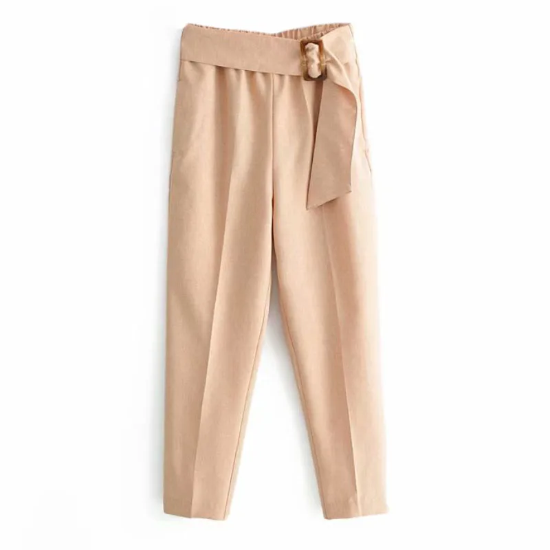 

Women Stylish Bow Tie Harem Pants Pockets Casual Female Elastic Waist Chic Ankle-Length Trousers Pantalones FFZKZ33
