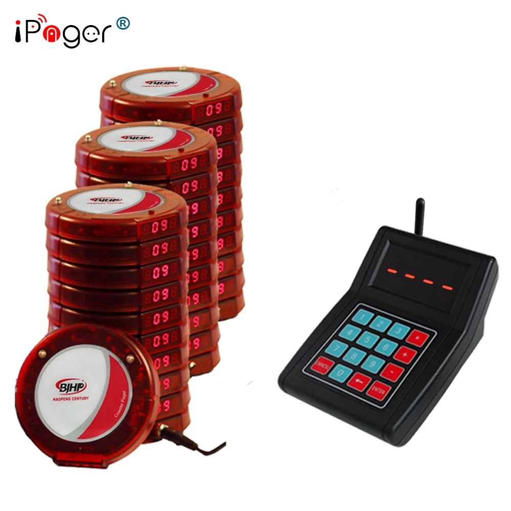 Long range alphanumeric Wireless restaurant paging system keypad transmitter*1+charger base*3+coaster pager*30 | Компьютеры и офис