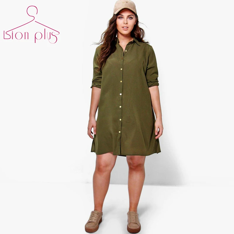 army green shirt dress