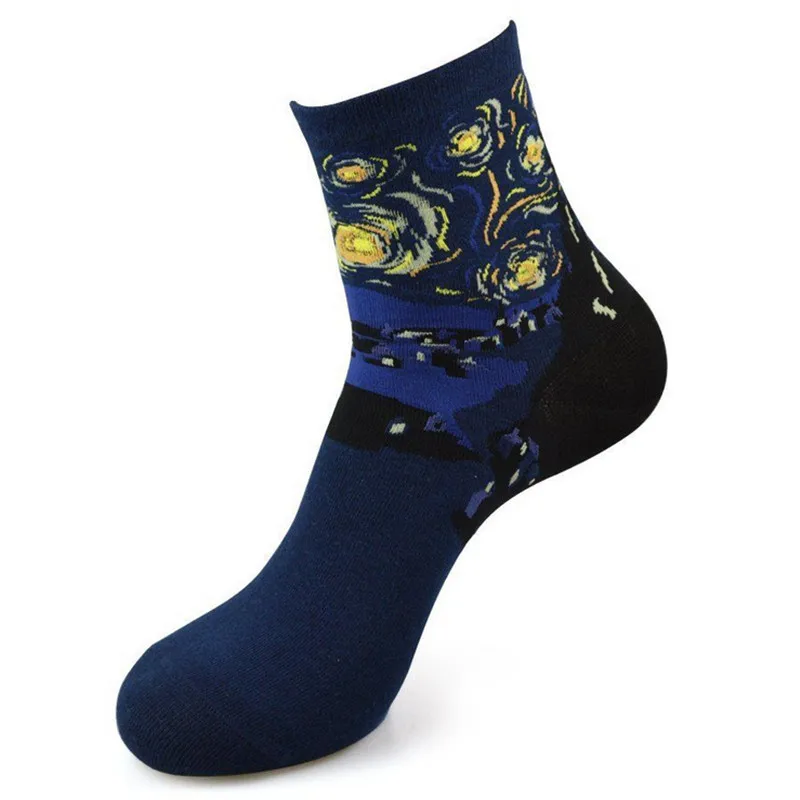 Модные художественные хлопковые носки с рисунком для мужчин и женщин, Harajuku, дизайнерские носки Calcetine Van Gogh, новинка, забавные, Прямая поставка - Цвет: 3 size 36 to 40