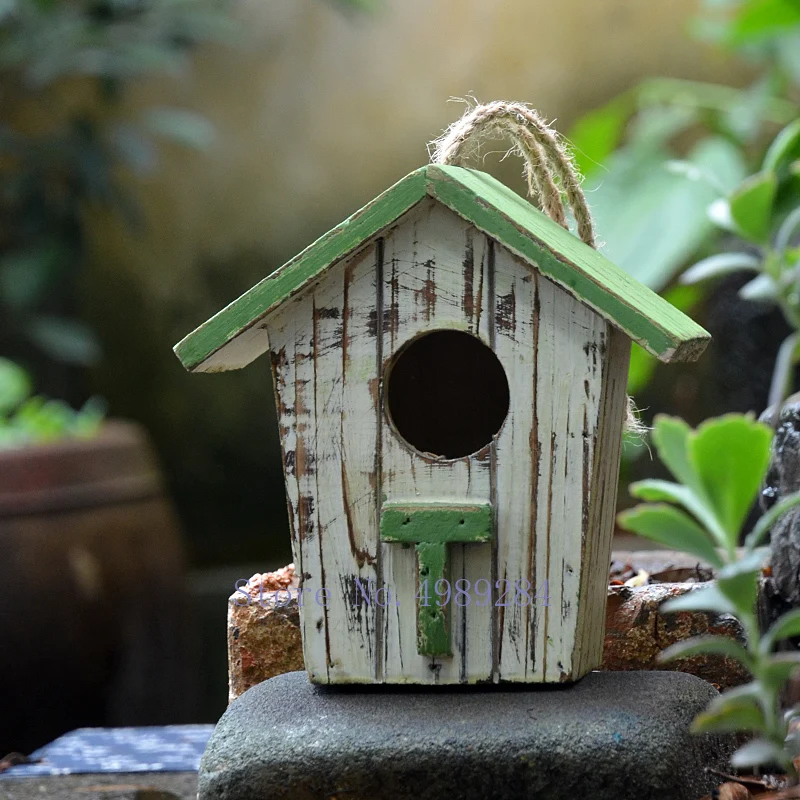 Украшения сада аксессуары птичий домик маленький дом деревенское деревянное Птичье гнездо клетка настенное крепление инкубатор открытый