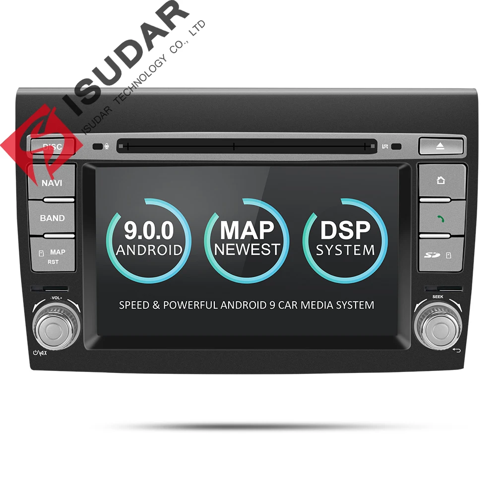 Isudar 2 Din Android 9 Car Multimedia player For Fiat Bravo 2007 2008 2009 2010 2011