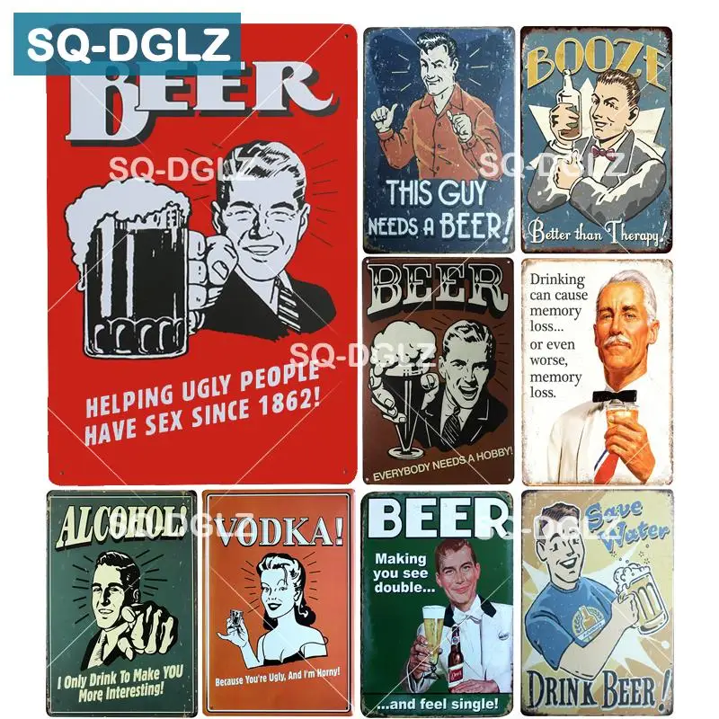 

[SQ-DGLZ] New Beer Tin Sign Bar Wall Decor Alcohol Club Metal Crafts Home Decor Vodka Painting Plaques Art Poster