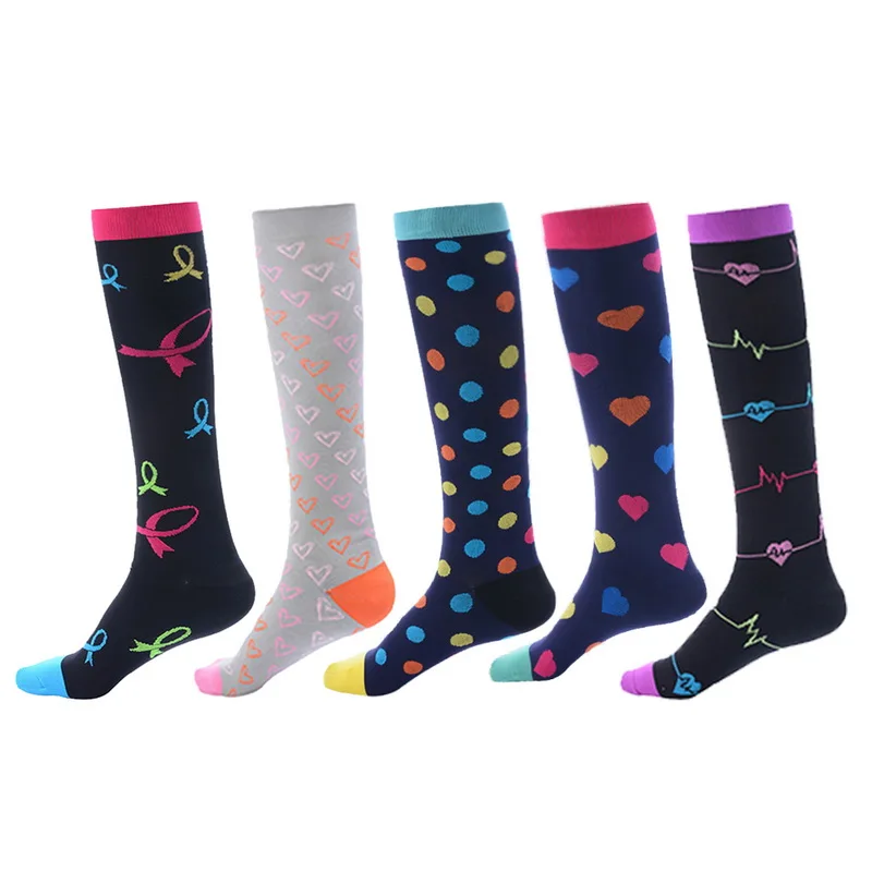 NIBESSER Fashion Colorful Stripe Pattern Women Knee High Compression