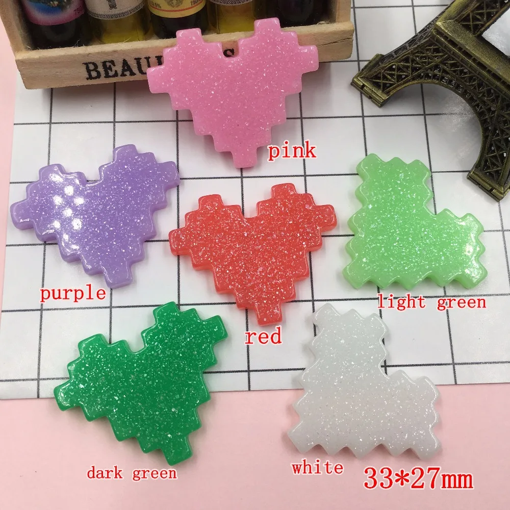 

Free Shipping! 5pcs/lot Resin Glitter Heart, Resin Flat Back Cabochon for Hair Bow Center, Scrapbooking DIY (33*27mm)