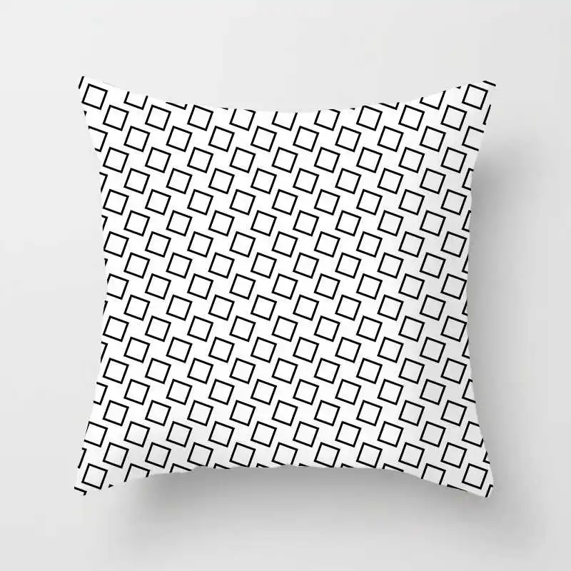 Nordic black and white geometric plaid stripes cushion cover (13)