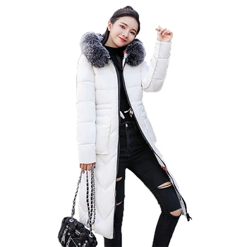 

Winter fashion parka coat women 2019 new Korean M-2XL plus size long sleeve hooded red black beige white warmth clothing LR303