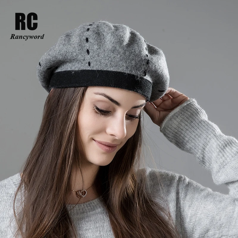 

[Rancyword] Womens Beret Wool Hat High Quality 2018 New Hat Berets For Girls Casual Warm Women Winter Hats Beanies RC2043