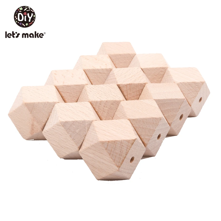 Contas de Madeira Brinquedos para o Bebê Brinquedo de Madeira do Bebê Letmake Fazer 16mm 20mm Hexágono Faia Dentição Faça Você Mesmo Brinquedos Chocalho Mordedor Mordedores s 100 pc 3 Mordedores p bebê