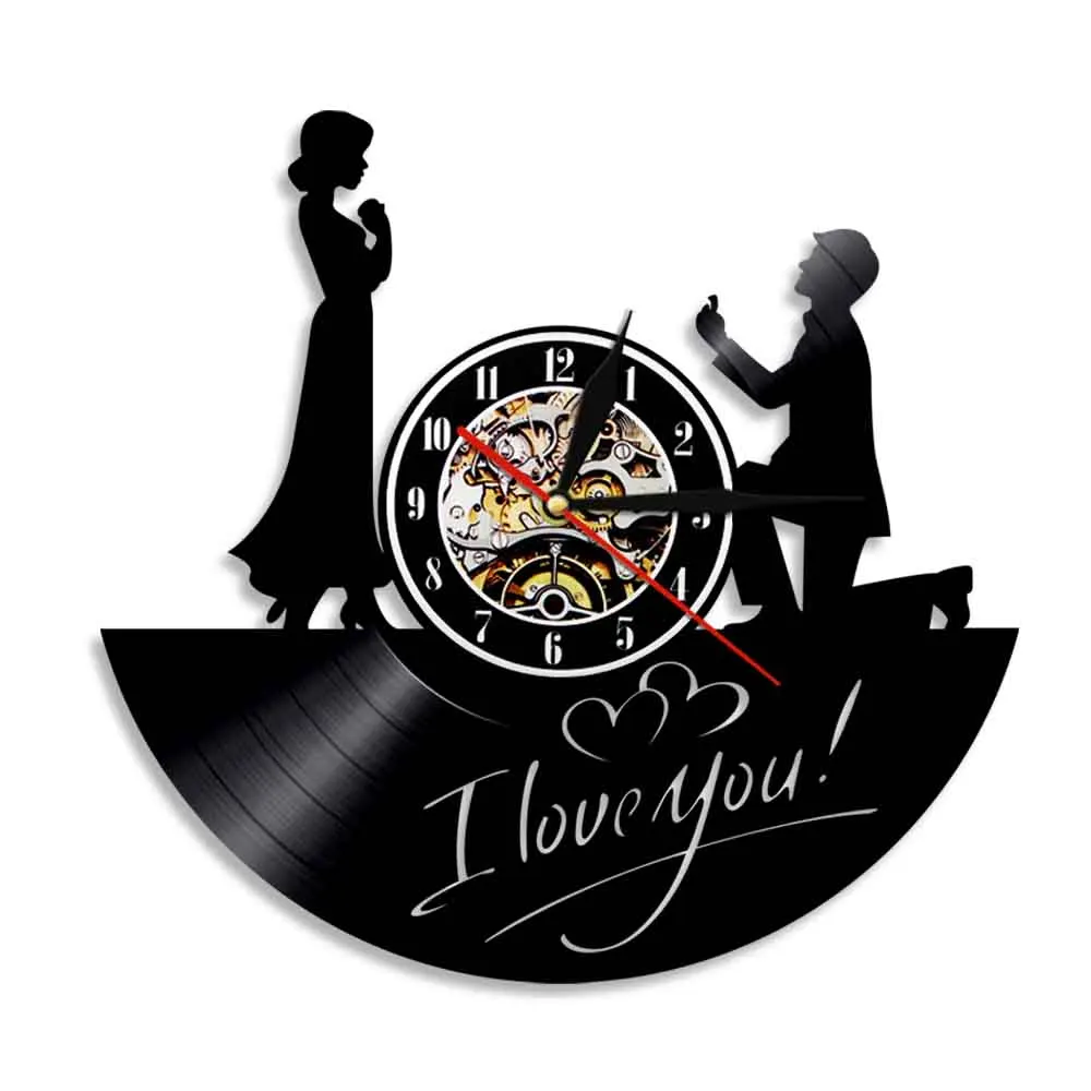 No LED 1 шт. я люблю вас навсегда настенные часы Современные Mr and Mrs годовщина свадьбы виниловые настенные часы свадебный подарок - Цвет: No LED
