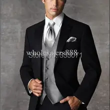 Портной сделал новые костюмы жениха Черные смокинги для жениха лучшие мужские вечерние свадебные куртки+ брюки+ галстук+ жилет