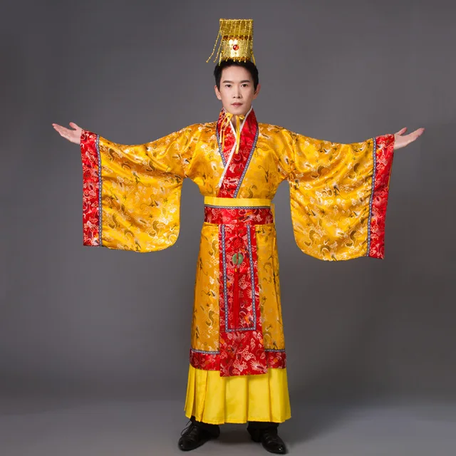 Adult Costume Chinese Hanfu Dress Mens Emperor King Stage Clothes