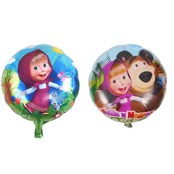 

Lucky 50pcs/lot 18inch Cartoon Masha Bear Foil Helium Balloons Party Supplies Decorations Globos Kids Air Inflatable Toys