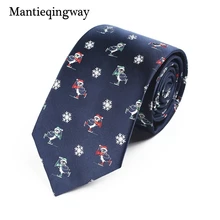 Mantieqingway Рождество шеи галстуки для мужчин Санта Клаус Лось шаблон галстук из полиэстера Бизнес Свадьба Рождество елка шеи