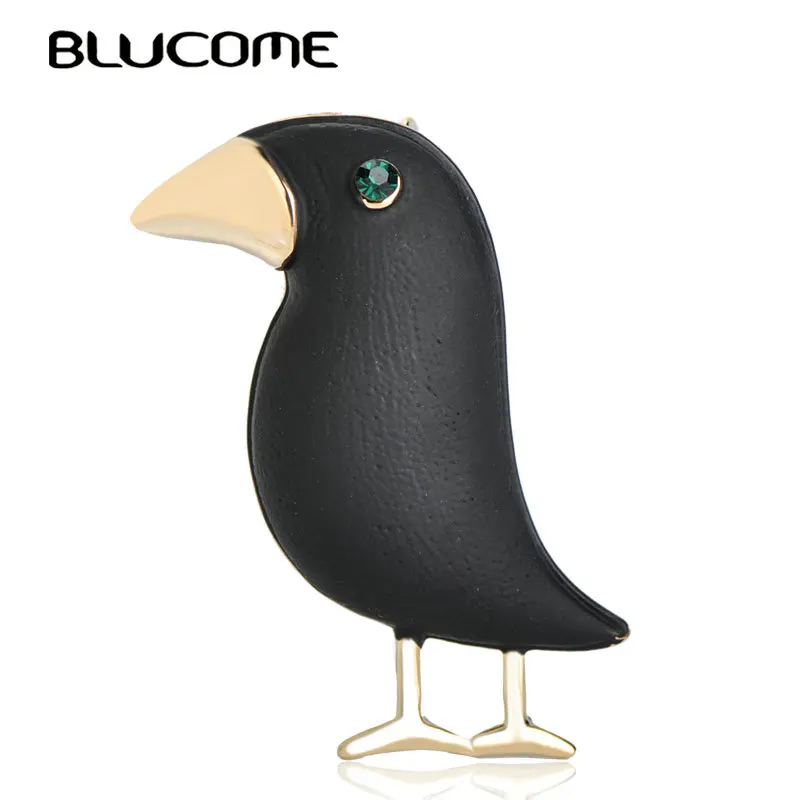 

Blucome Black Crow Brooch Enamel Bird Corsage Men Women Kids Suit Dress Hats Collar Brooch Pins Animal Scarf Buckles Accessories