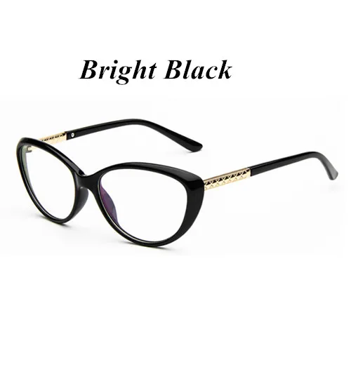 bright black KOTTDO Ретро оправа для очков в стиле кошачьи глаза оптические очки с диоптриями Для мужчин Оправы для очков, прижимная планка Oculos De Grau Feminino Armacao - Цвет оправы: bright black