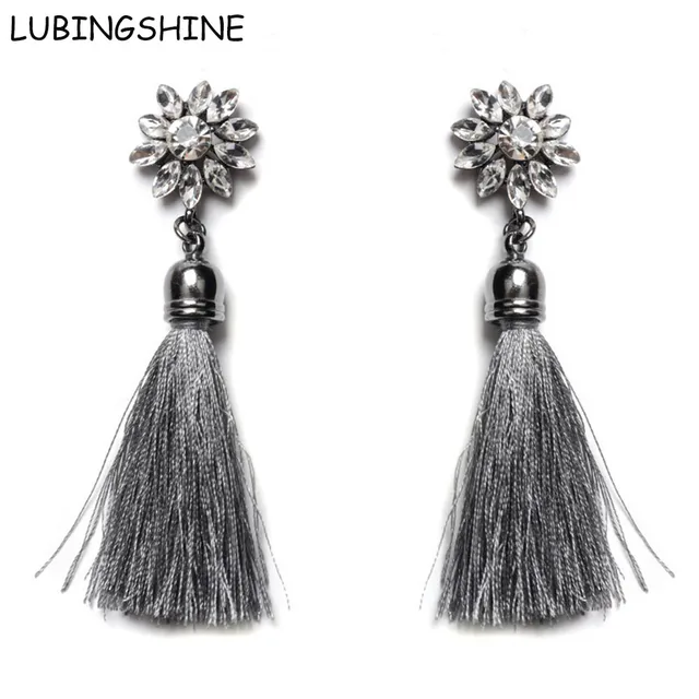 Lubingshine Grey Tel Earrings For Women Crystal Flower Long Drop Lubingshine Grey Tel Earrings For Women Crystal Flower Long Drop 2017 Bohemia Ethnic Earings Female