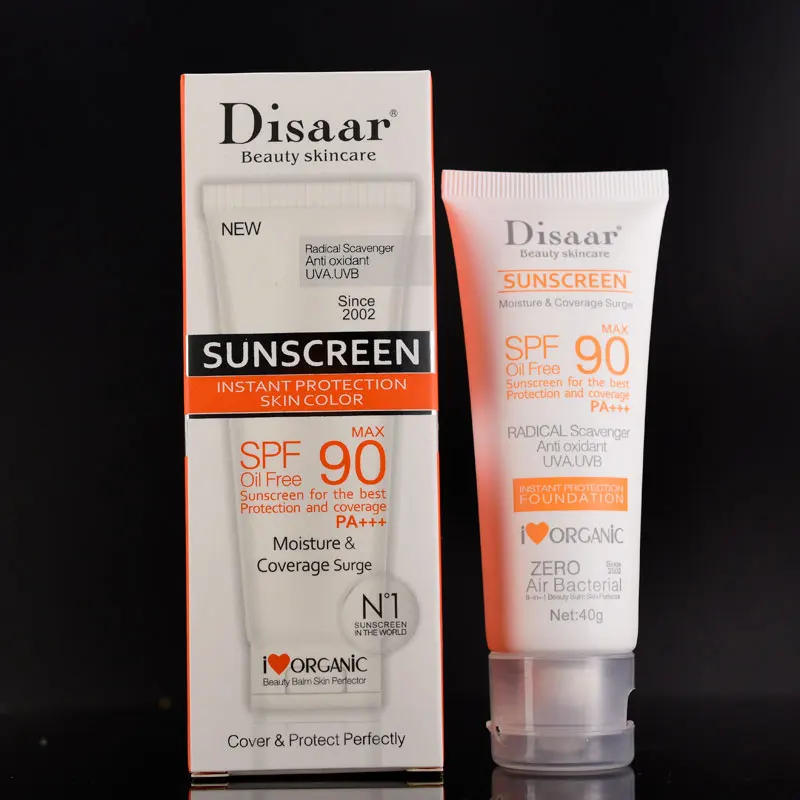 

1pc Disaar Beauty Skin Care Facial Sunscreen Cream Spf Max 90 Oil Free Radical Scavenger Anti Oxidant UVA/UVB 40g Sunblock