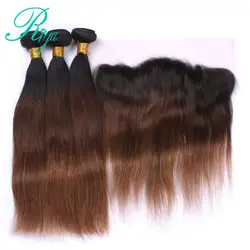 Riya Hair 1B 4 30 прямые волосы Омбре 3/4 шт с 13*4 синтетический фронтальный бразильские человеческие волосы для наращивания без запутывания пучков