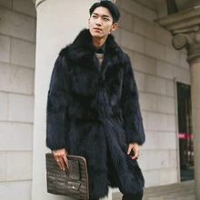 Мужские пальто из натурального Лисьего меха, Толстая теплая куртка средней длины для русской зимы,, новинка, Феникс 1118B