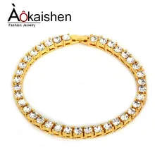 7 дюймов 8 дюймов Для мужчин хип-хоп браслет сплав олова цвета: золотистый, серебристый Iced Out Украшенные стразами 1 ряд теннис браслет-цепочка прямая