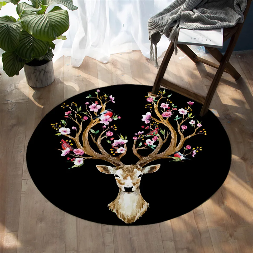 BeddingOutlet Floral Elk Deer Round Carpets Flowers Chair Area Rug Animal Birds Living Room Floor Mat for Bedroom Kids Play Mat BeddingOutlet Floral Elk Deer Round Carpets Flowers Chair Area Rug Animal Birds Living Room Floor Mat for Bedroom Kids Play Mat