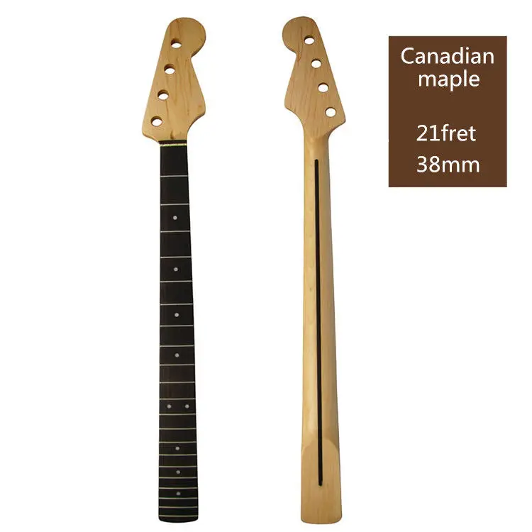 Canadian maple 21 Fret JAZZ Bass Neck For Bass Guitar Parts Replacment