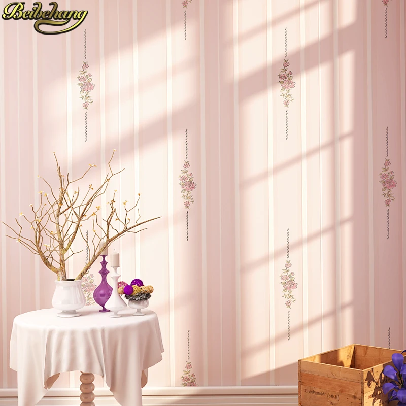 

beibehang Garden flower wallpaper bedroom romantic striped wallpapers for living room sofa background 3D wall papers home decor