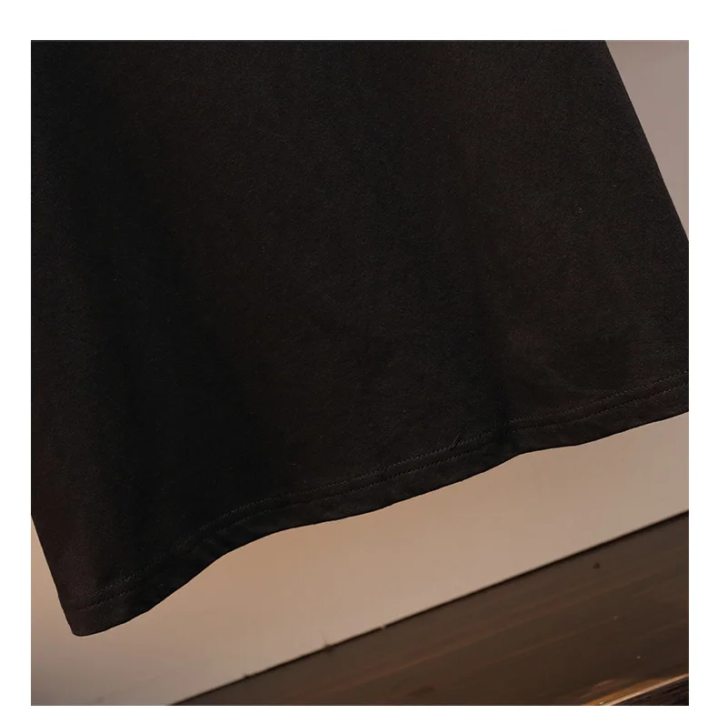 Summer летняя Женская Роскошная качественная черная хлопковая футболка с короткими рукавами и бисером+ сетчатая Лоскутная черная клетчатая юбка комплекты из 2 предметов
