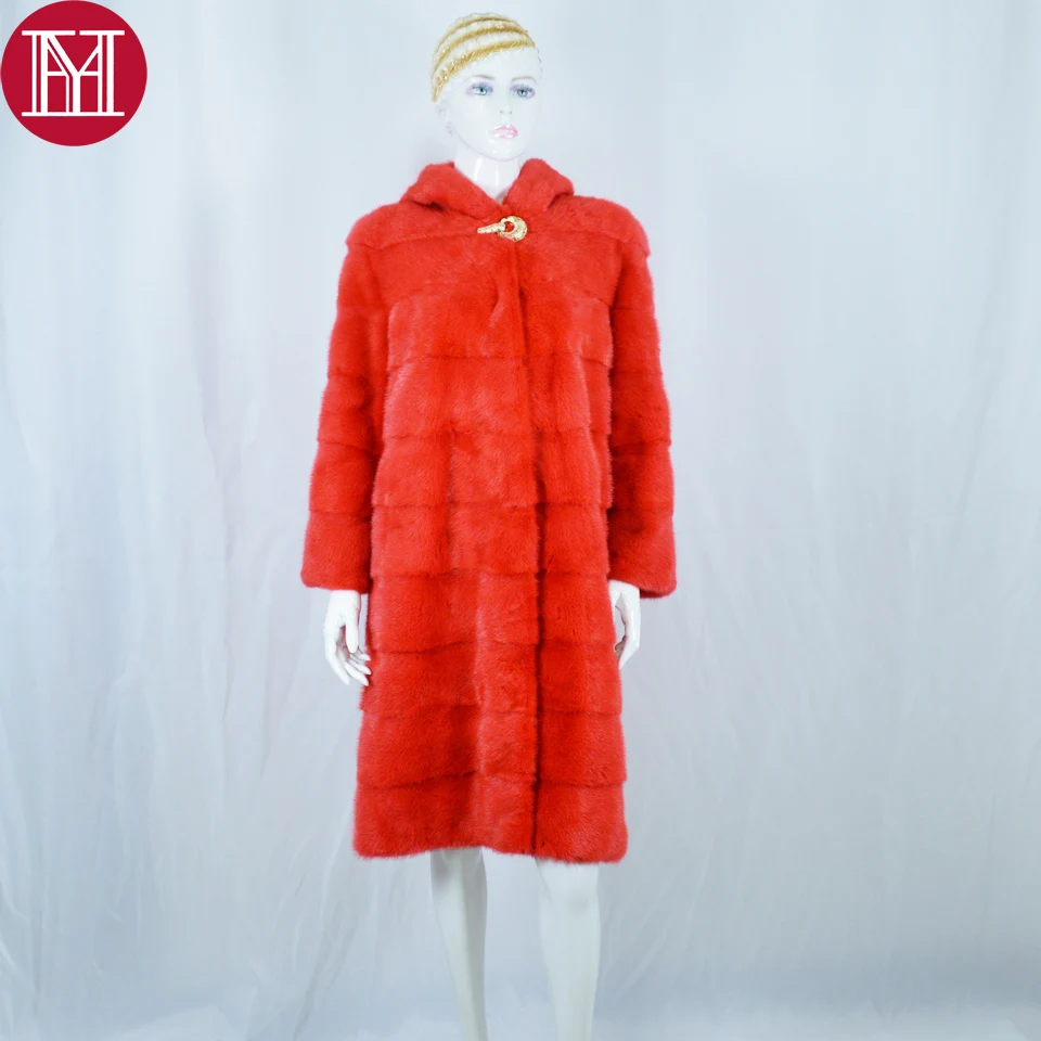 

2017 women genuine real mink fur overcoat 100% real natural full pelt mink fur coat x-long hooded top quality mink fur jacket